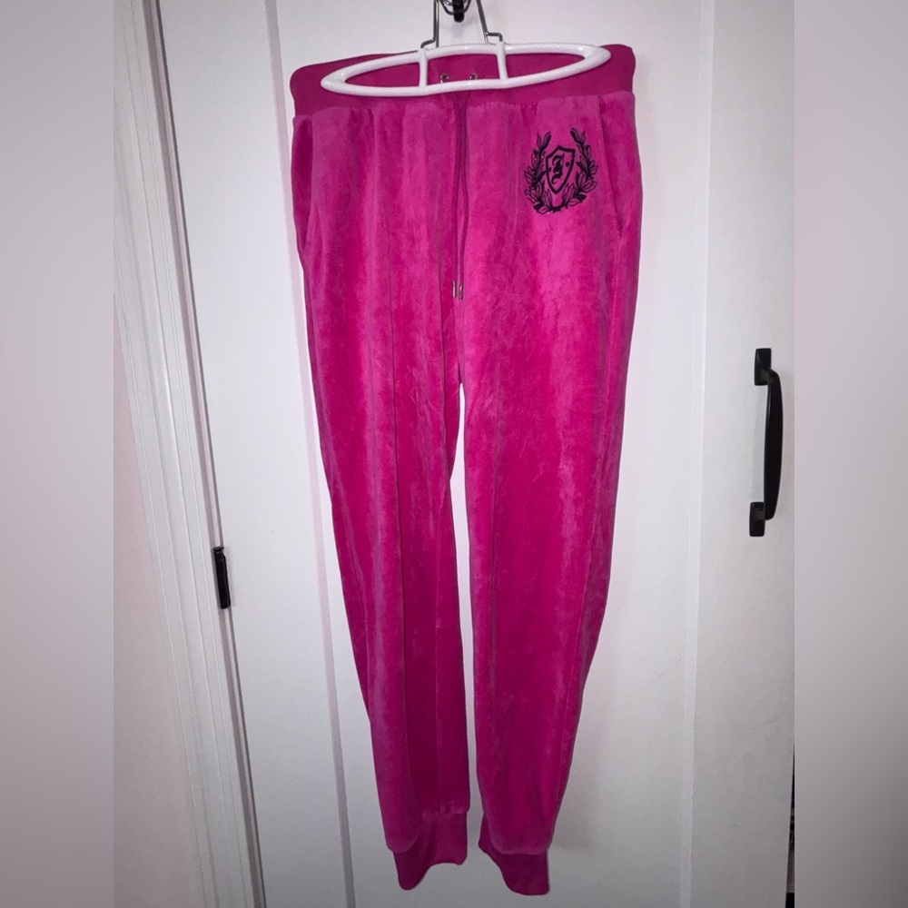Juicy Couture Pink Velour Joggers with Embroidered Logo
